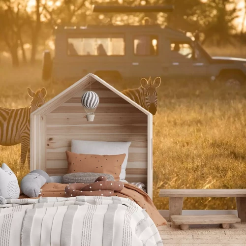 Fototapete afrikanische Landschaft mit Zebras