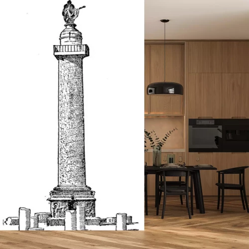 Sticker Column of Trajan, vintage illustration.