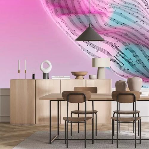 Fototapete Noten auf buntem Hintergrund