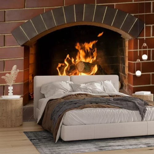 Fototapete Kamin aus rotem Backstein