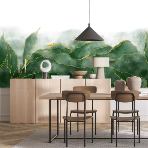 Fototapete Marmoriert grüne Blätter