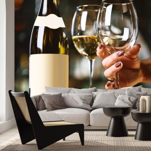 Fototapete Weißwein in Gläsern