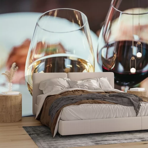 Fototapete Wein in Gläsern zum Abendessen