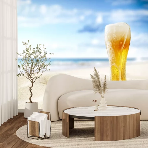 Fototapete Bier im Glas am Strand