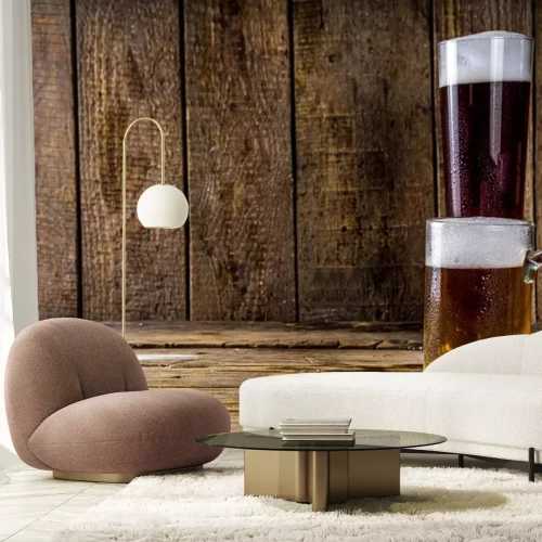 Fototapete Weizenbier vor dem Hintergrund des Holzes
