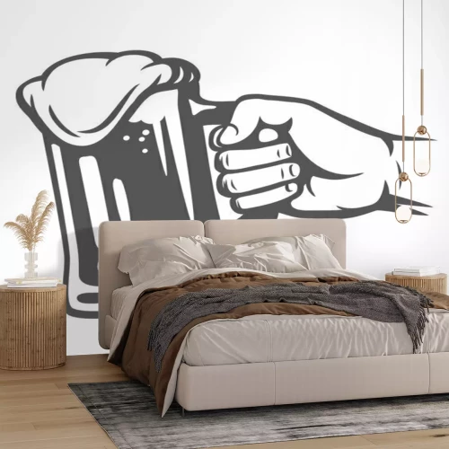 Sticker Bier im Krug schwarz-weiße Grafik