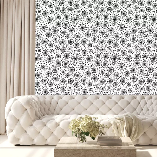 Tapete Pusteblumen schwarz-weiß einfache moderne Grafik
