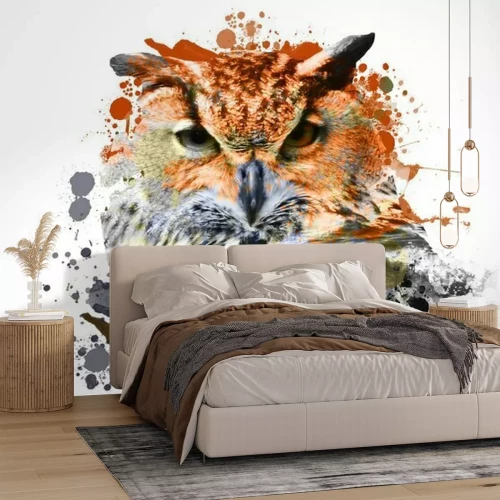 Fototapete Abstraktes Konzept einer Eule auf weißem Hintergrund