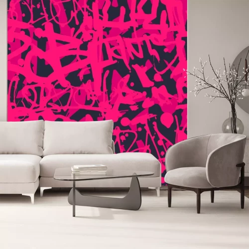 Fototapete Grau-rosa Graffiti