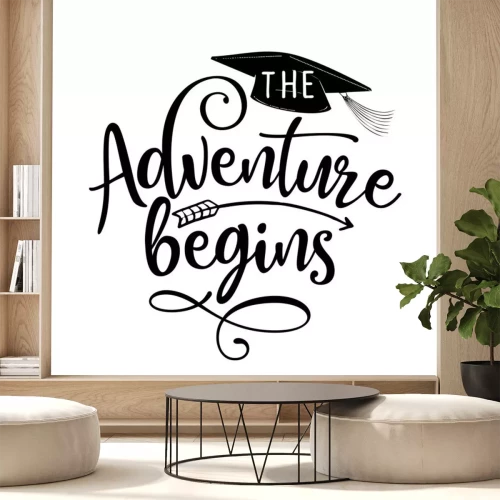Sticker The adventure begins - Class of 2020 Congratulations Graduate. Graphics elements for t-shirts.