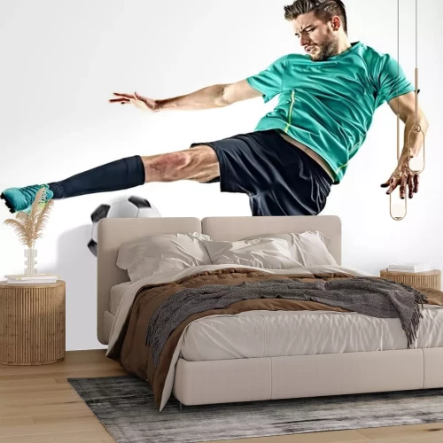 Sticker Spieler springt zum Ball dynamisches Foto