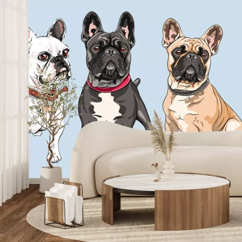 Fototapete Französische Bulldoggen wie gemalt