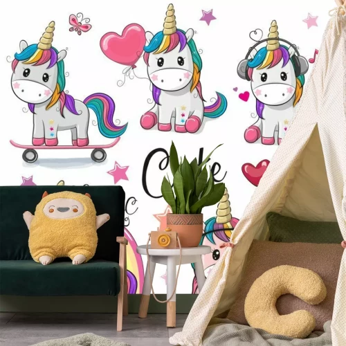 Sticker Set von niedlichen Cartoon Einhörner