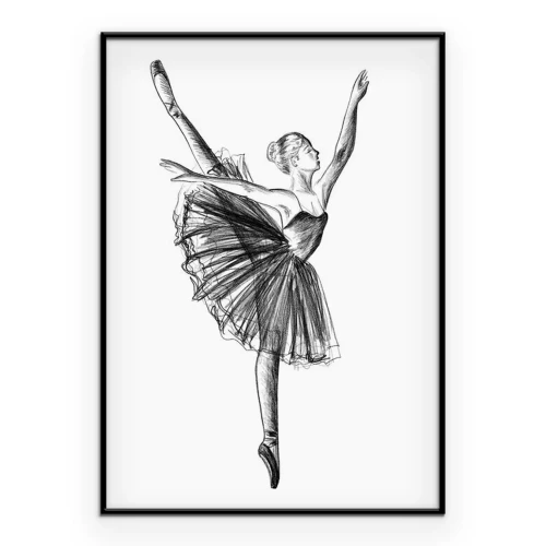 Poster Skizze einer tanzenden Ballerina
