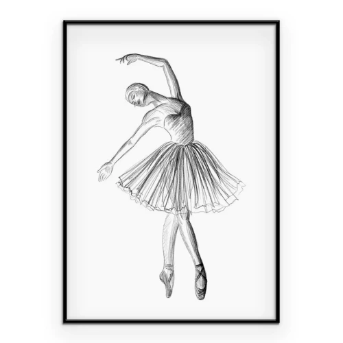 Poster Skizze einer tanzenden Ballerina