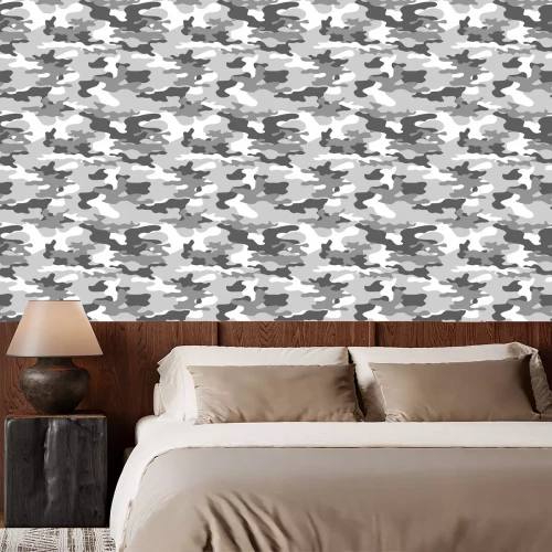Tapete 
Gray camouflage seamless pattern on textiles. Military background. Vector