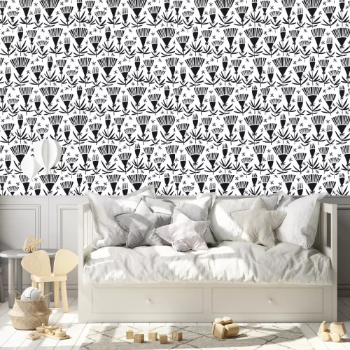 Tapete Pusteblumen schwarz-weiß moderne minimalistische Grafik