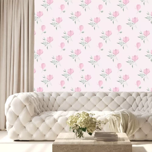 Tapete Vector seamless pattern with pink magnolias and green branches