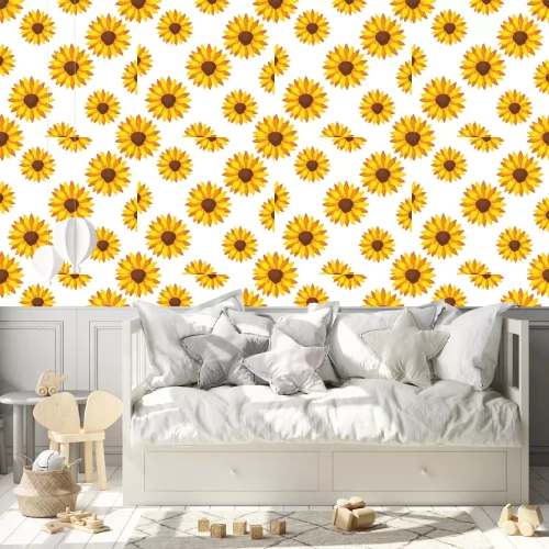 Tapete background of sunflowers plants icons vector illustration design