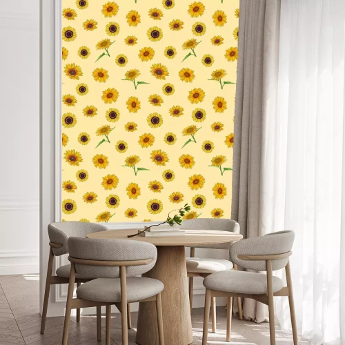 Tapete Seamless repeating pattern of sunflowers for wallpaper 