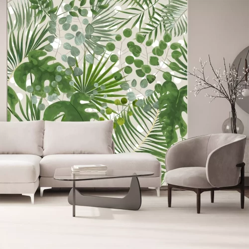 Fototapete Modernes Muster mit grünen tropischen Blättern