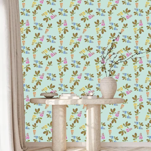 Tapete Berberitze auf blauem Hintergrund