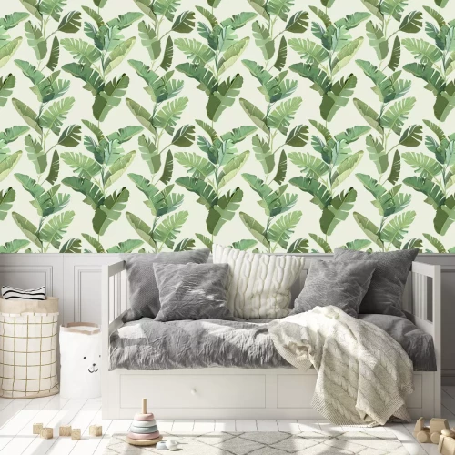 Tapete Bananenblätter auf hellem Vintage-Hintergrund