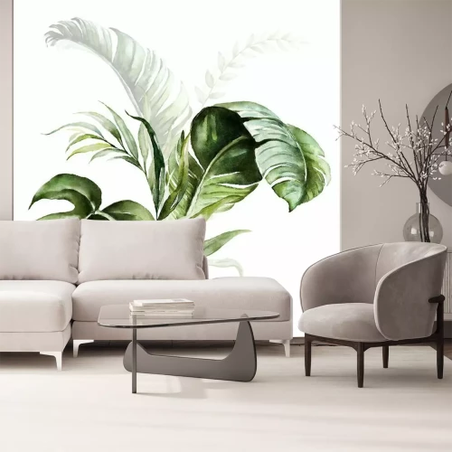 Sticker Watercolor tropical floral bouquet - green leaves. For wedding stationary, greetings, wallpapers, fashion, background.