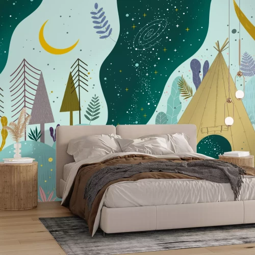 Fototapete Zelten im Wald