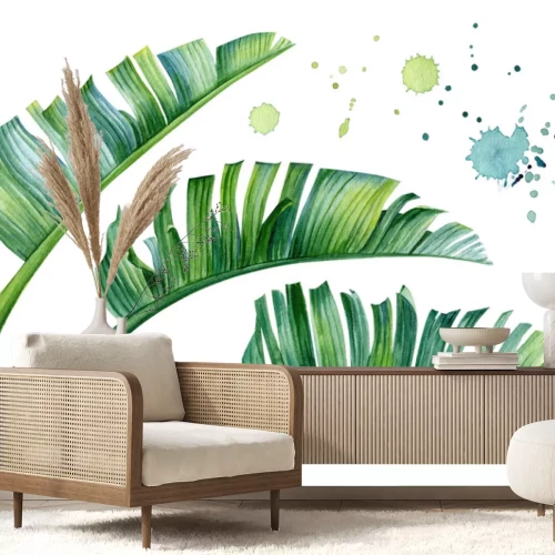 Sticker Tropische Blätter mit Wasserfarben gemalt
