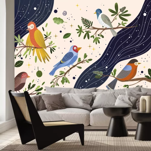 Fototapete Vögel auf den Zweigen