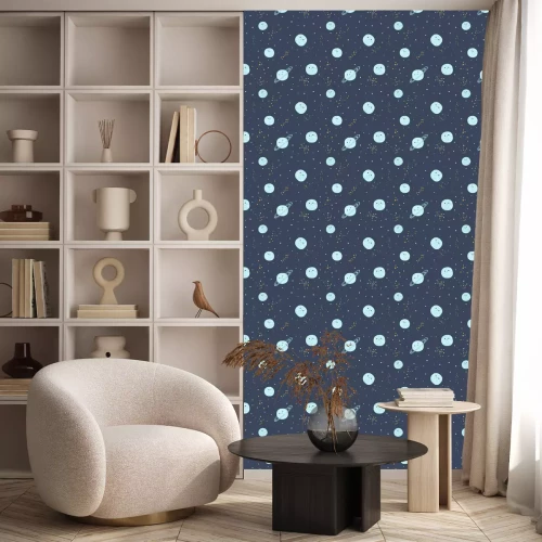 Tapete Galaxy space cute planets seamless vector pattern stars