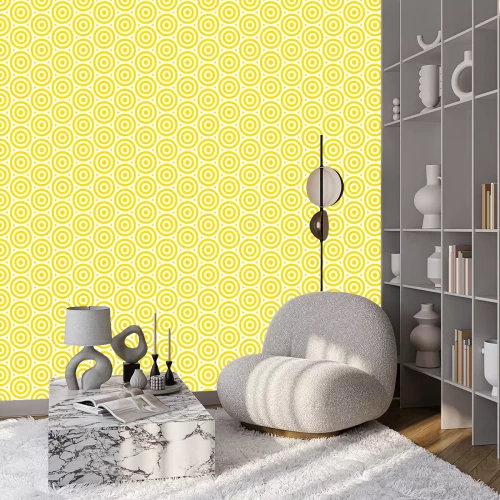 Tapete Summer background circle stripe pattern seamless yellow and white.