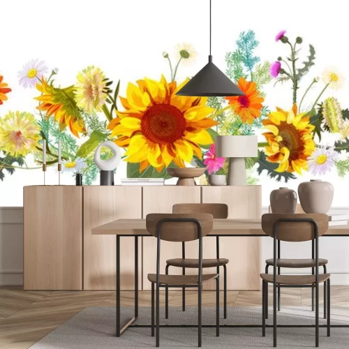 Sticker Dekoration mit Sonnenblumen und Wildblumen