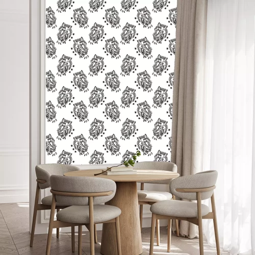 Tapete Gefährliche schwarz-weiße Wölfe