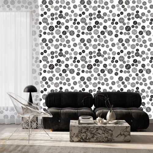 Tapete Black Basketball ball icon isolated seamless pattern on white background. Sport symbol. Vector