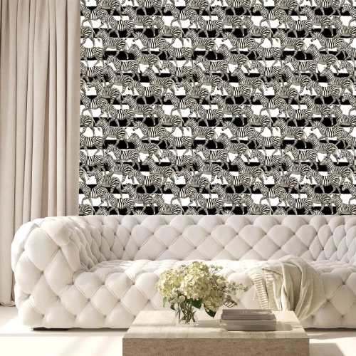 Tapete Zebras auf gestreiftem Hintergrund