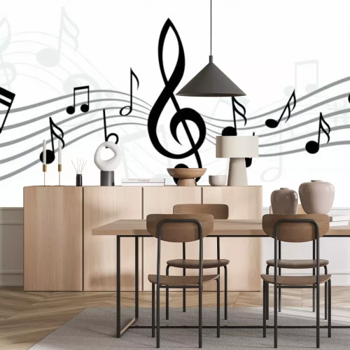 Sticker Notenschlüssel schwarz-weißes Notensystem