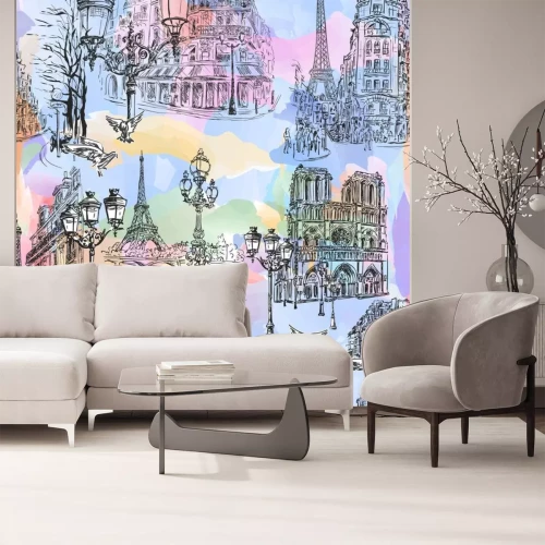 Sticker Paris watercolor wallpaper