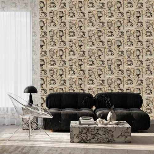 Tapete Hand drawn doodle coffee pattern