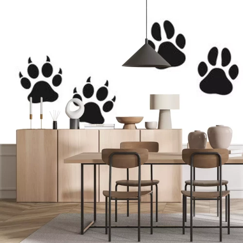 Sticker Schwarz-weiße Tier- und Menschenspuren