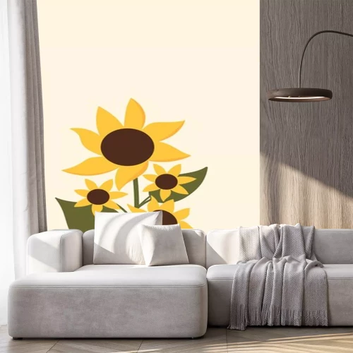 Sticker Sonnenblume auf einer minimalistischen Illustration