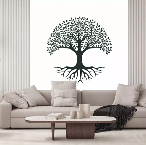 Sticker Schwarz-weißer Baum minimalistische Grafik