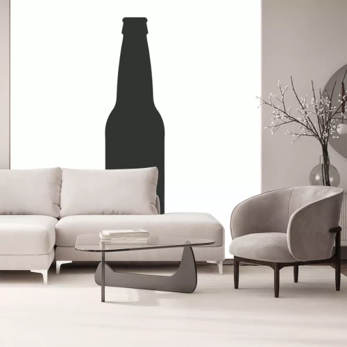 Sticker Schwarze Bierflasche auf weißem Hintergrund