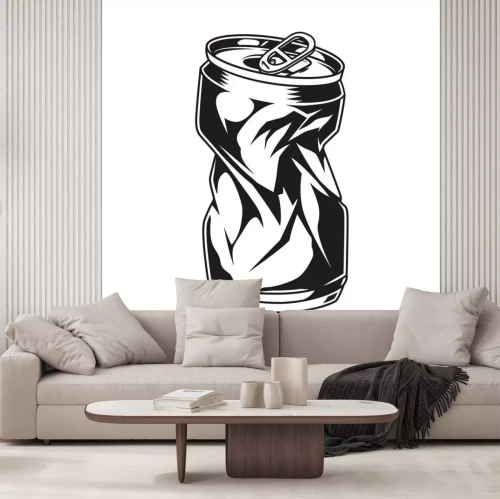 Sticker Zerquetschte Dose schwarz-weiße Grafik