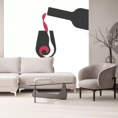 Sticker Wein in ein Glas eingegossen einfache Grafik