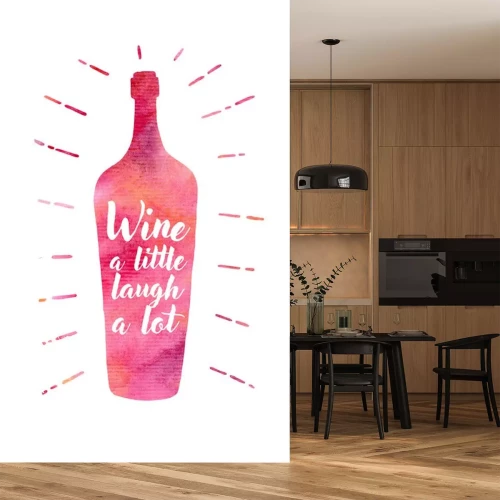Sticker Roséwein Flasche mit Aquarellfarben gemalt