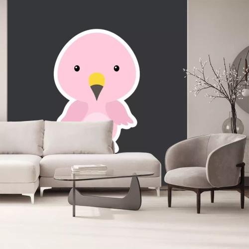 Sticker Pastellfarbener Flamingo auf schwarzem Hintergrund