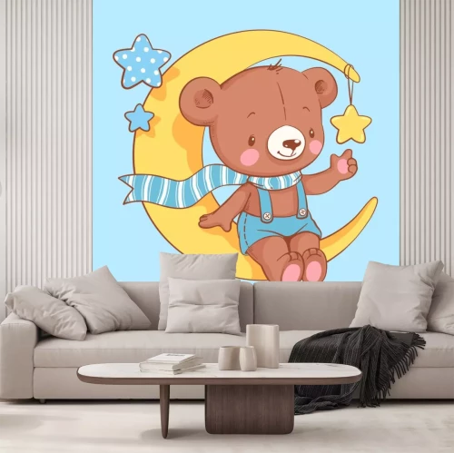 Sticker Bärchen auf dem Mond sitzend