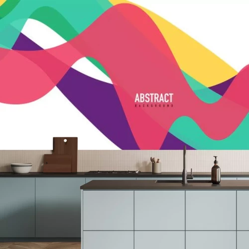 Sticker Bunte wellige Bänder auf weißem Hintergrund